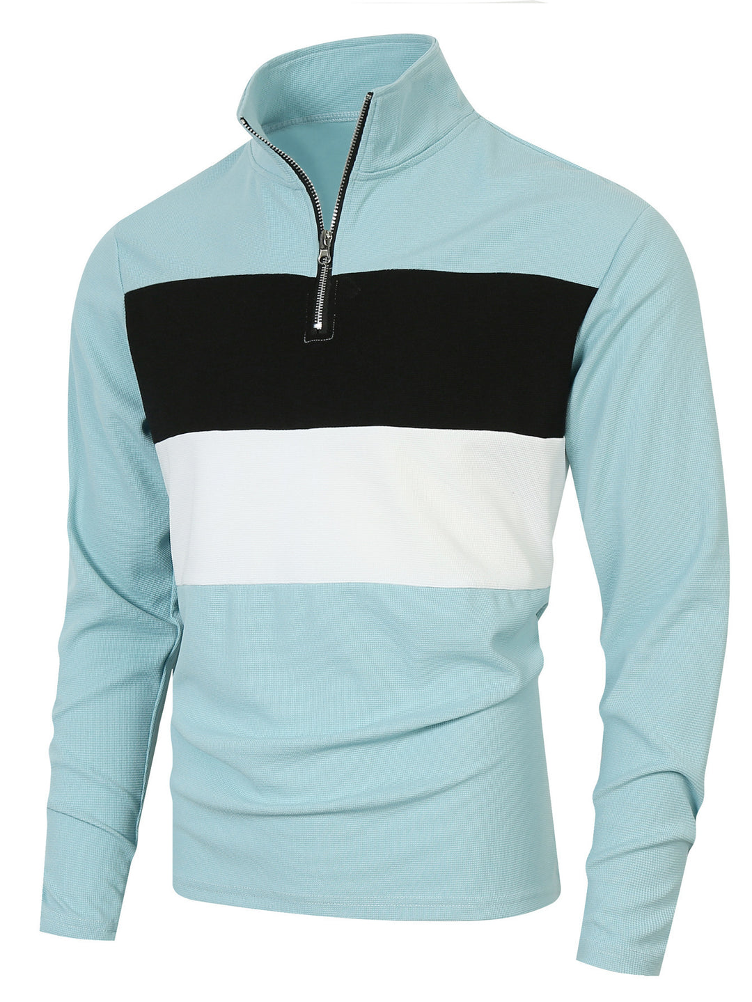 Men's sporty pullover with stand-up collar and deep zipper Lisslune