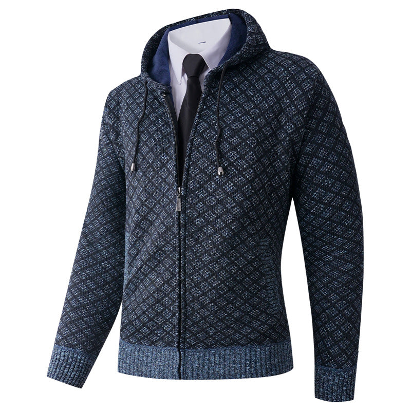 Men's elegant hooded jacket with textured pattern Lisslune