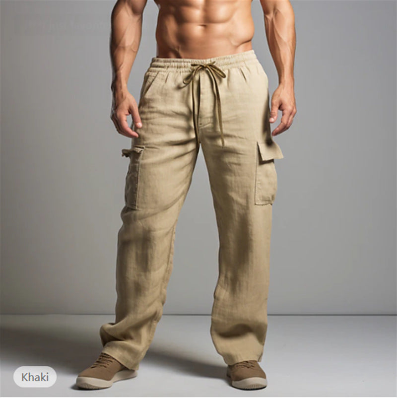Men's cargo pants with elastic waistband and practical side pockets Lisslune