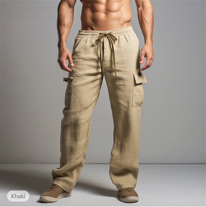 Men's cargo pants with elastic waistband and practical side pockets Lisslune