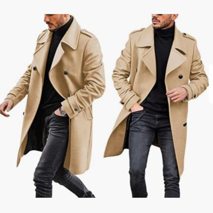 Men's Stylish Wool Coat with Casual Collar and Double Buttons Lisslune