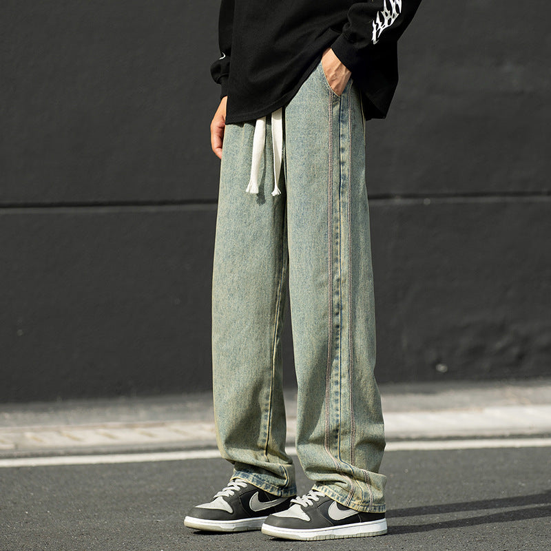 Men's wide jeans pants with contrasting seams Lisslune