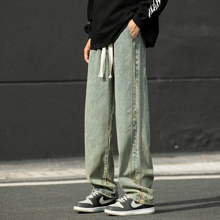 Men's wide jeans pants with contrasting seams Lisslune