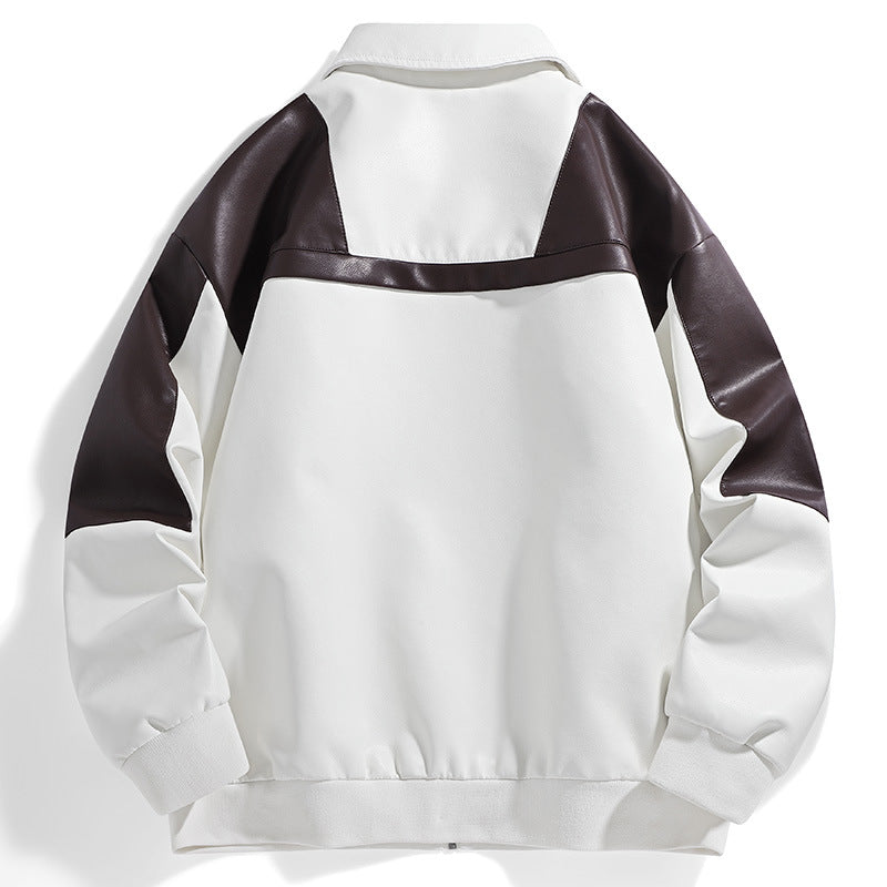 Men's Fashionable Transition Jacket with Contrasting Leather Inserts Lisslune