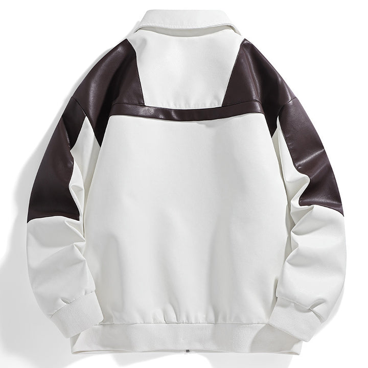 Men's Fashionable Transition Jacket with Contrasting Leather Inserts Lisslune