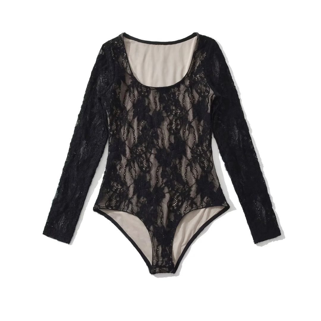 Women's crochet bodysuit with transparent lace pattern Lisslune