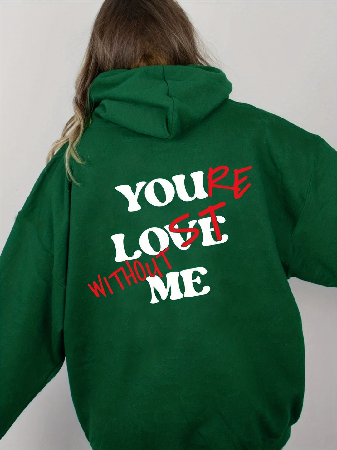 Women Oversized Hoodie with Inspirational Print Lisslune