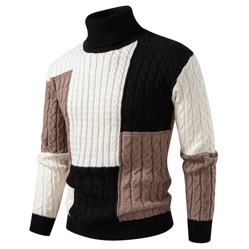 Men's high-quality knitted sweater with modern color block design Lisslune
