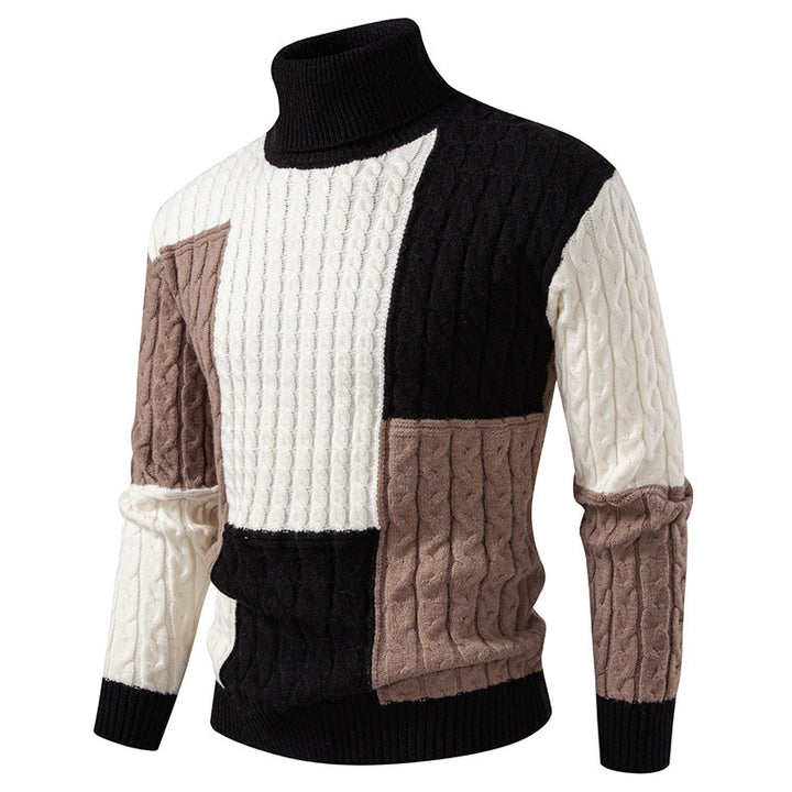 Men's high-quality knitted sweater with modern color block design Lisslune