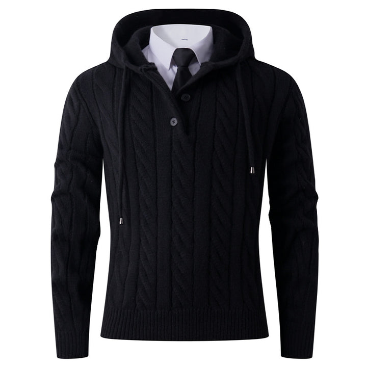 Men's cardigan with hoodie and modern cable pattern Lisslune