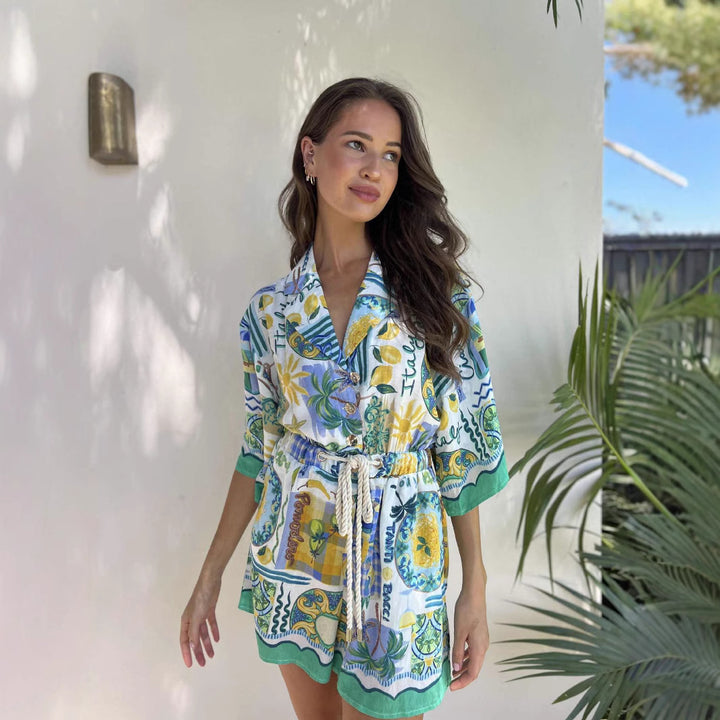 Ladies beach dress with colorful pattern Lune London