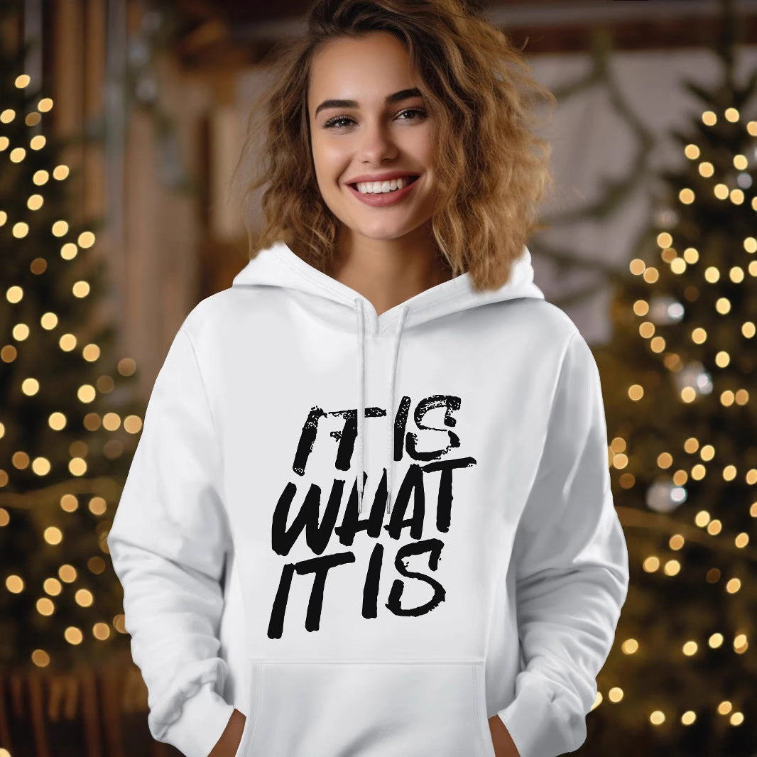 Women's hoodie with creative lettering and comfortable fit Lisslune
