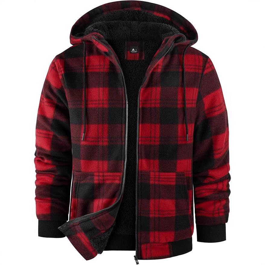 Men's fleece jacket with modern check pattern and cozy inner lining Lisslune