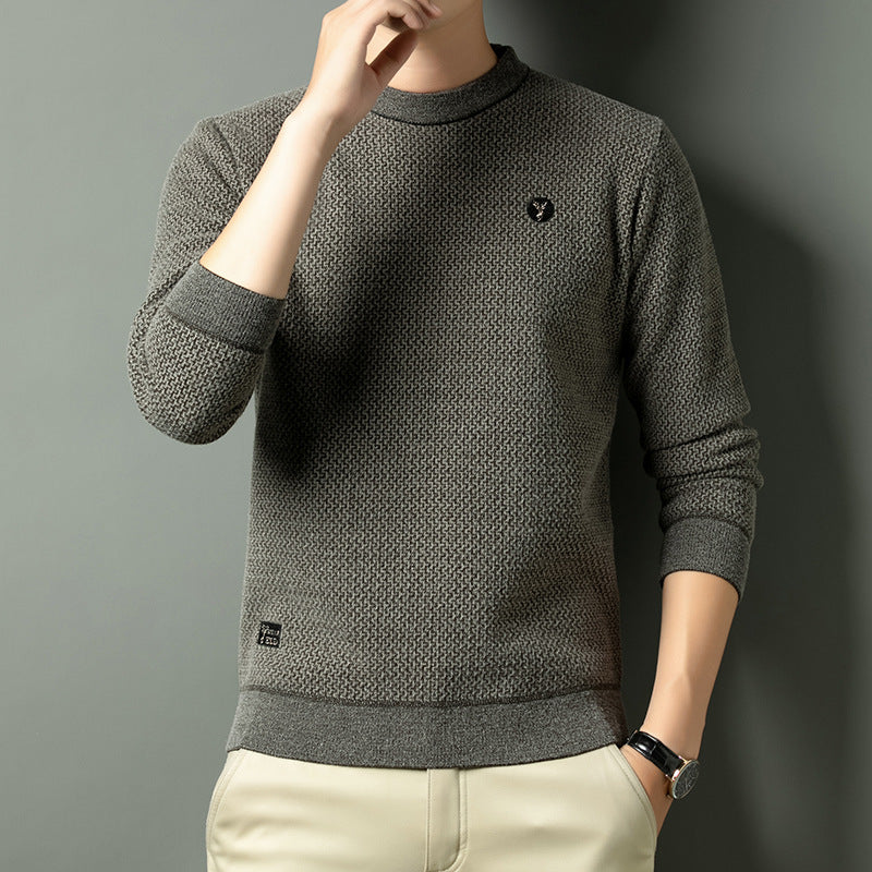 Men's Structured Sweater with Round Neckline and High-Quality Knit Texture Lisslune