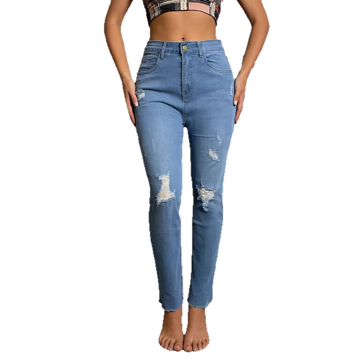 Women's Casual Skinny Jeans in Modern Destroyed Look Lisslune