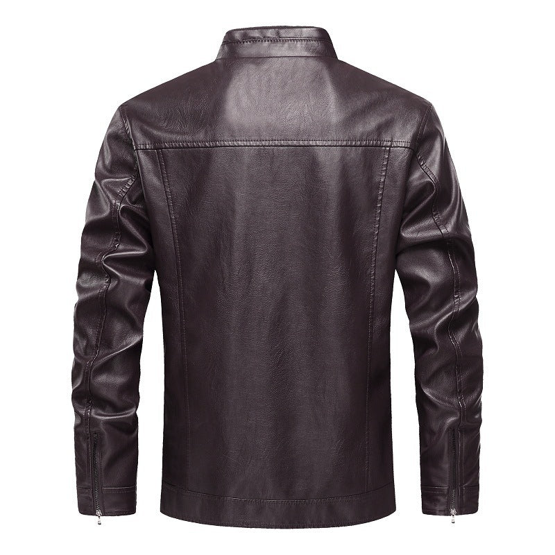 Men's Synthetic Leather Jacket In A Modern Design with Asymmetrical Zipper and Slim Fit Lisslune
