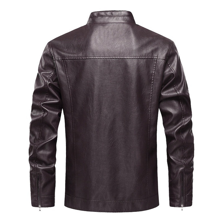 Men's Synthetic Leather Jacket In A Modern Design with Asymmetrical Zipper and Slim Fit Lisslune