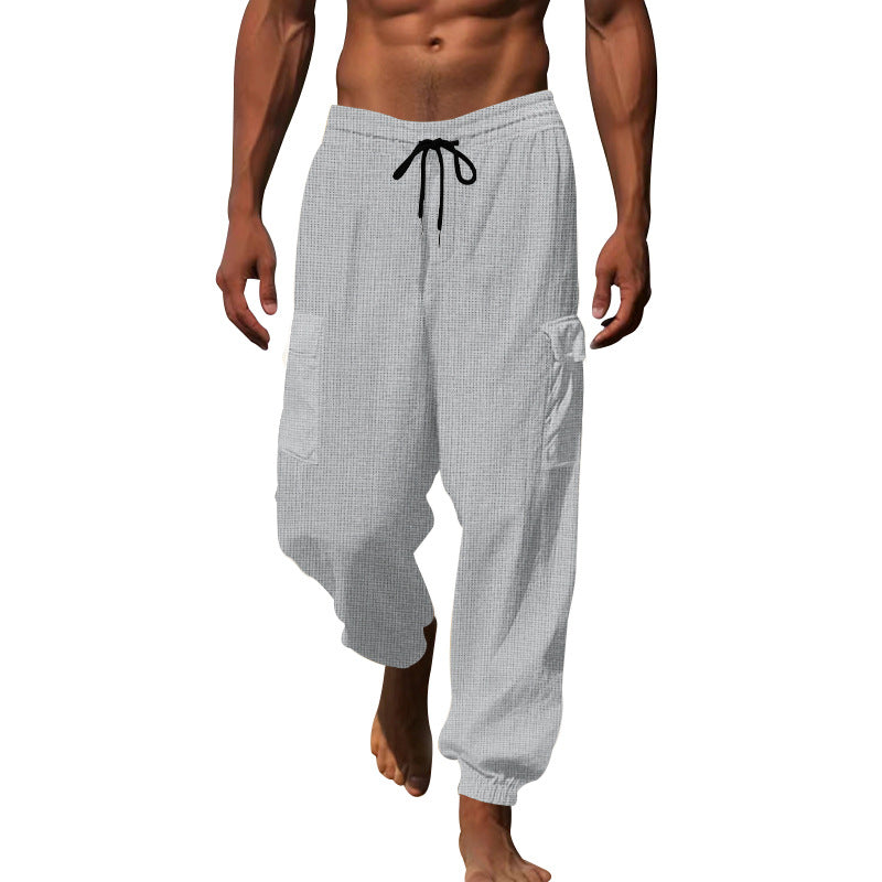 Men's cargo pants with elastic waistband and practical side pockets Lisslune