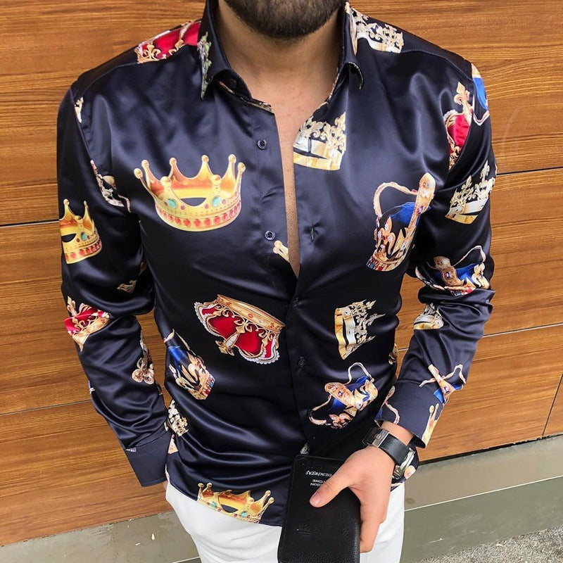 Men's silk shirt with royal motif Lisslune