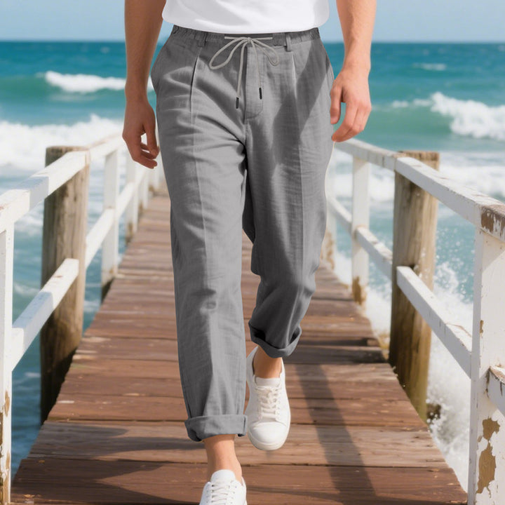Men's Leisure Pants with Breathable Cotton and Linen Blend Lisslune