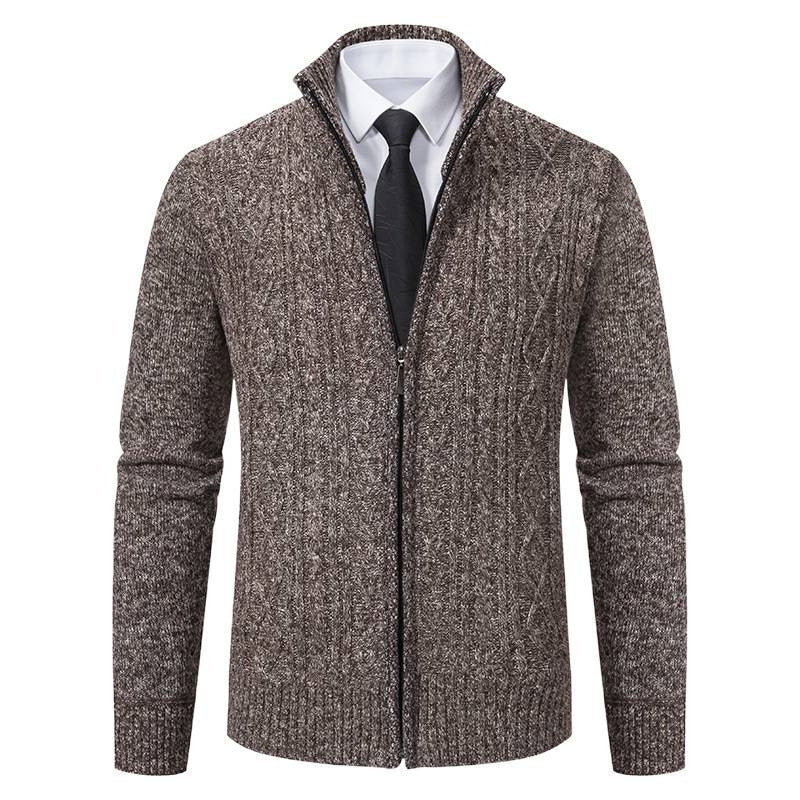 Men's cardigan with stand-up collar and textured pattern Lisslune