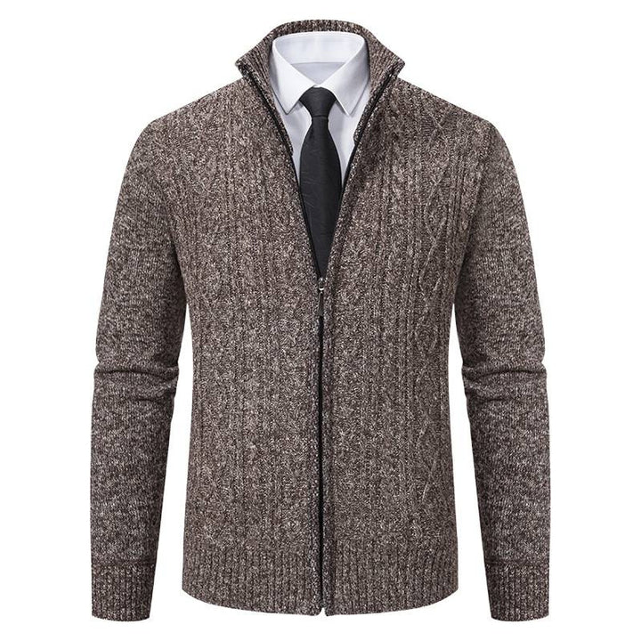 Men's cardigan with stand-up collar and textured pattern Lisslune