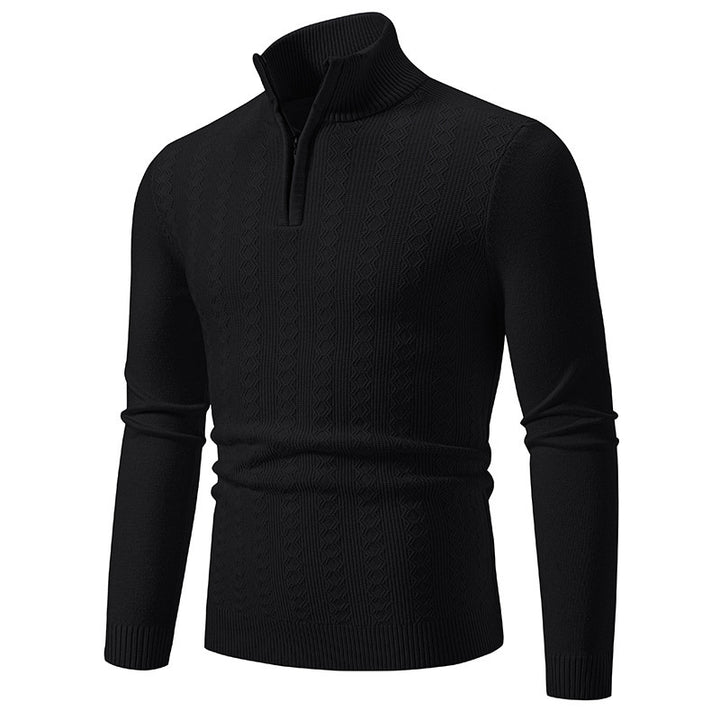 Men's Fashionable Turtleneck Sweater with Elegant Structural Pattern Lisslune