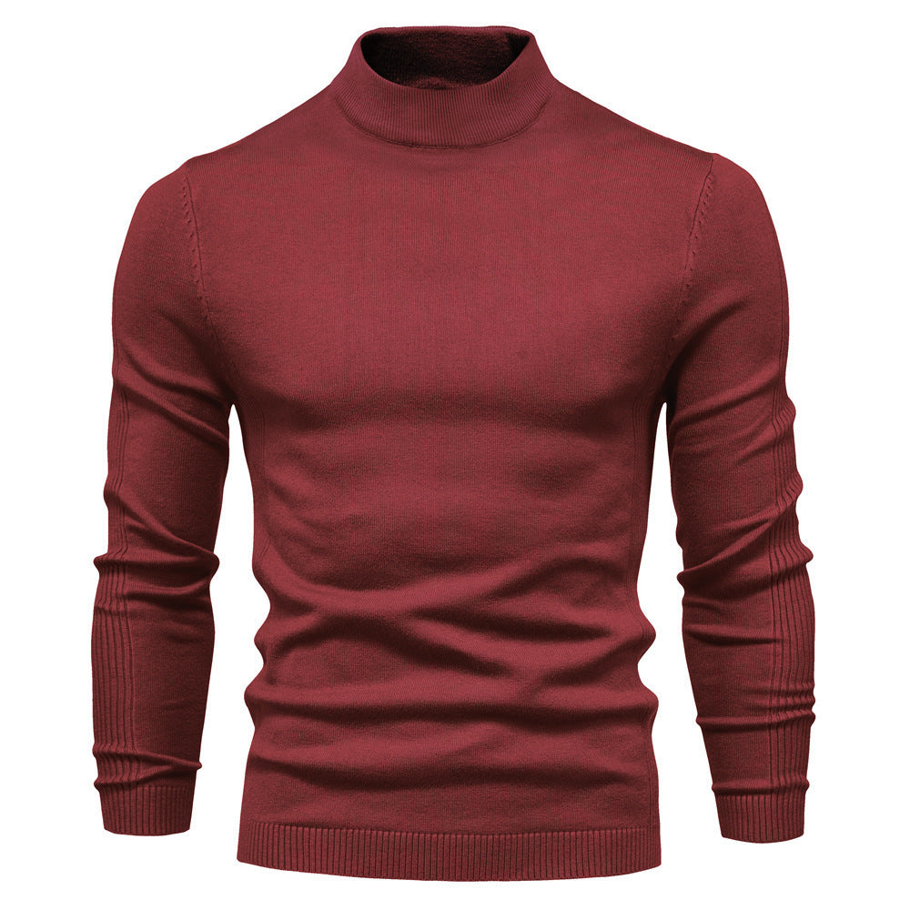 Men's fine knit pullover with high collar and modern design Lisslune