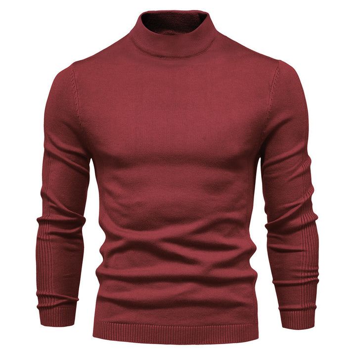 Men's fine knit pullover with high collar and modern design Lisslune