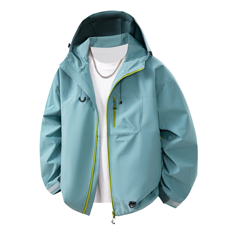 Men's Waterproof Outdoor Jacket with Adjustable Hood and Practical Zip Pockets Lisslune