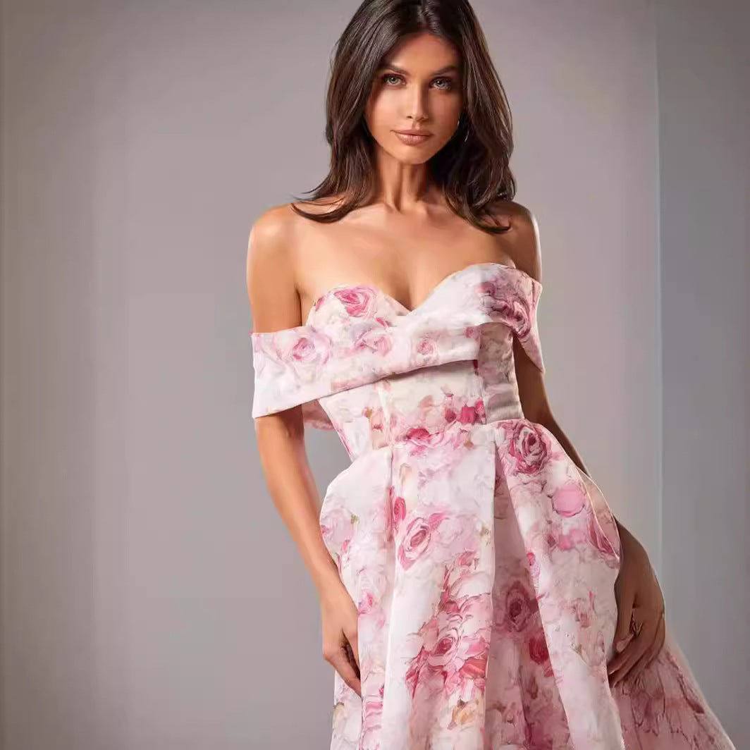 Women's maxi dress with off-shoulder design and floral patterns Lisslune