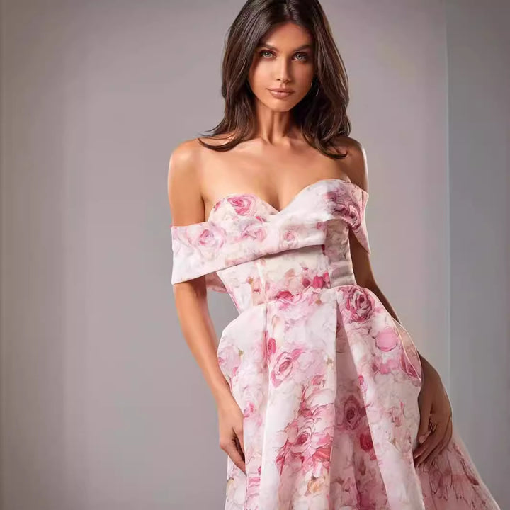 Women's maxi dress with off-shoulder design and floral patterns Lisslune