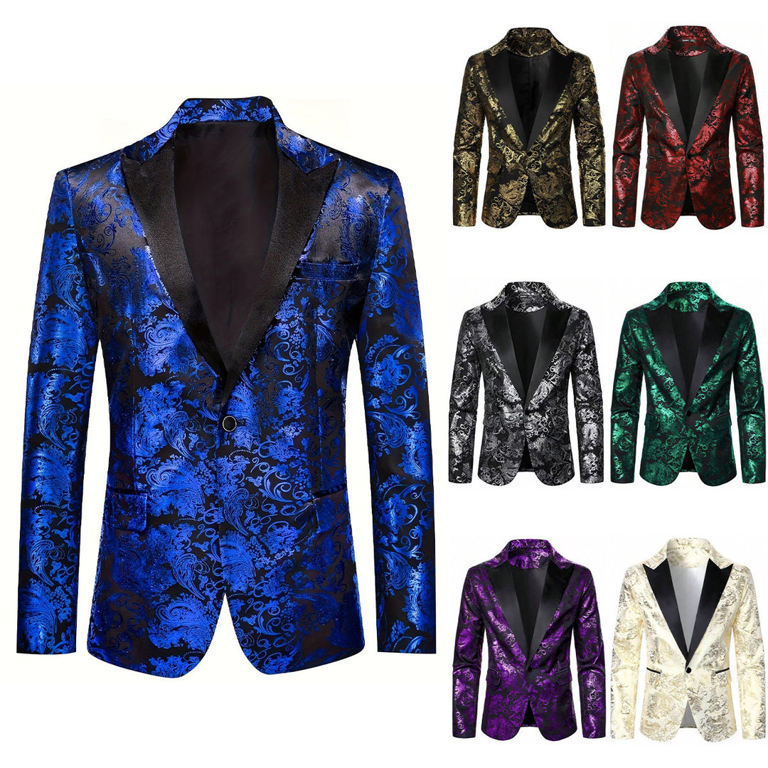 Men's elegant velvet blazer with floral pattern Lisslune