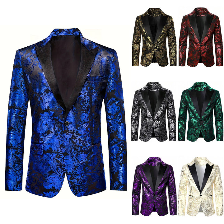 Men's elegant velvet blazer with floral pattern Lisslune