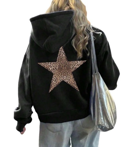 Women's hoodie with striking leopard star design Lisslune
