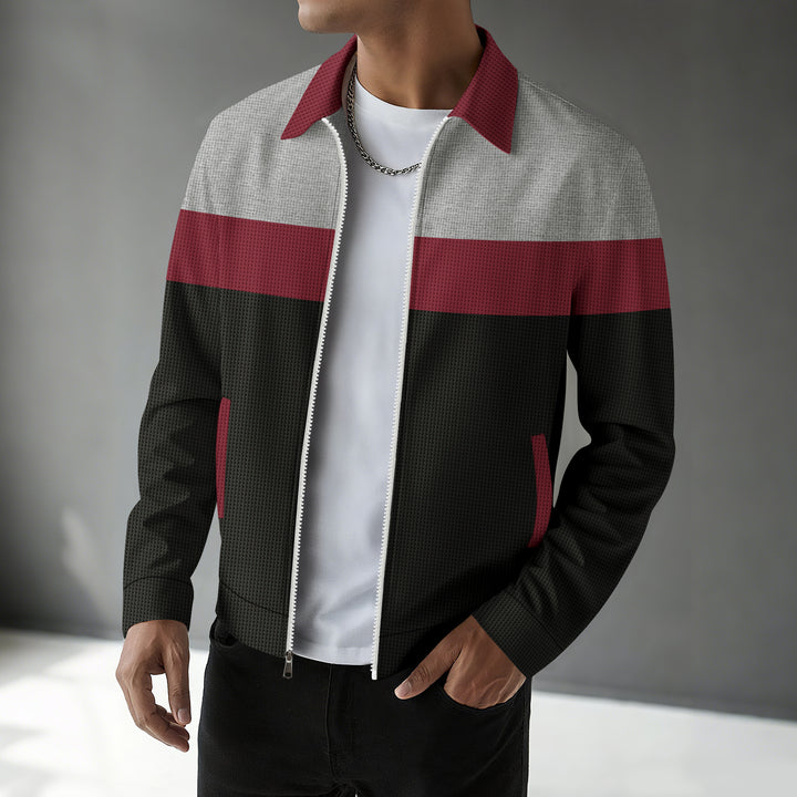 Men's modern leisure jacket with contrasting stripes and practical zipper Lisslune