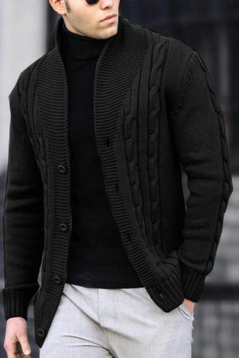 Men's cardigan with robust cable pattern and durable button closure Lisslune