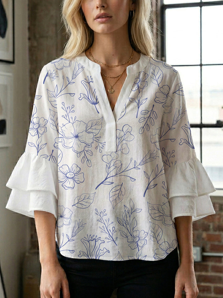 Women's artistic top with ruffled sleeves Lisslune