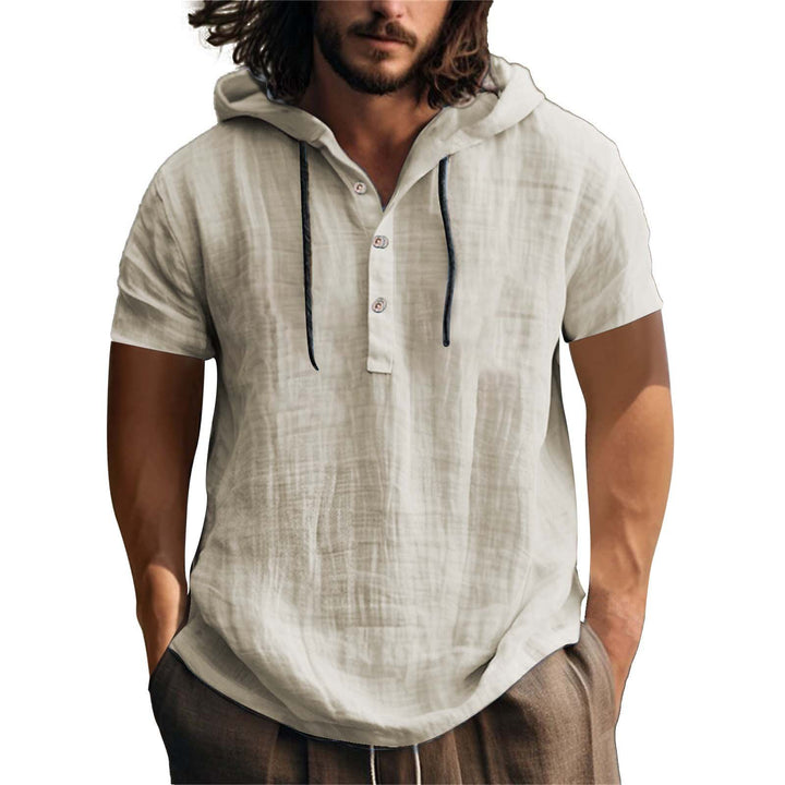 Men's casual hoodie shirt with button placket and comfortable cotton quality Lisslune