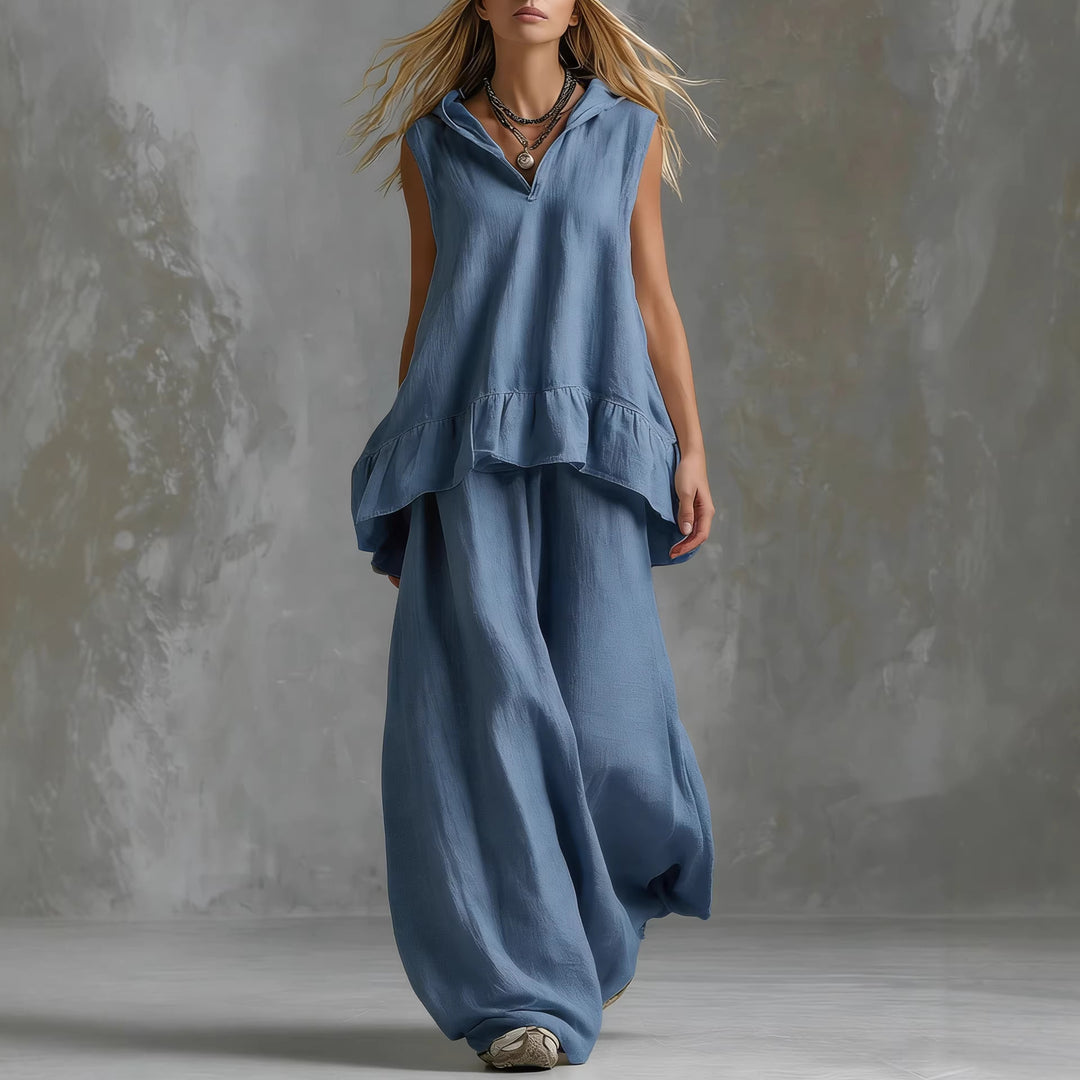 Women's Casual Long Sleeve Blouse with Ruffles and Hood Lisslune