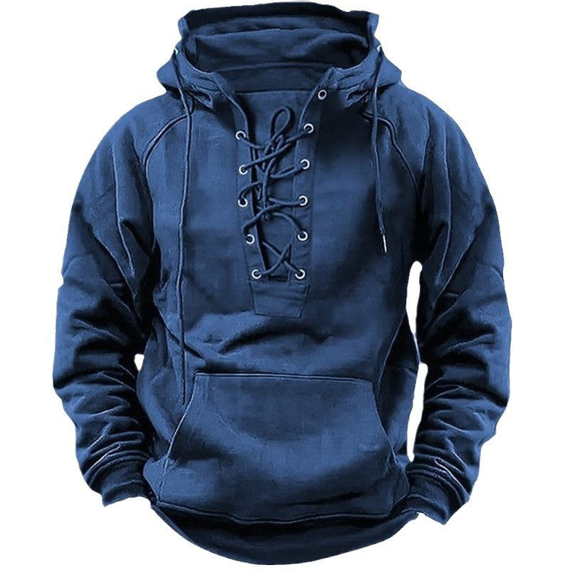 Men's hooded sweatshirt with innovative lacing design Lisslune