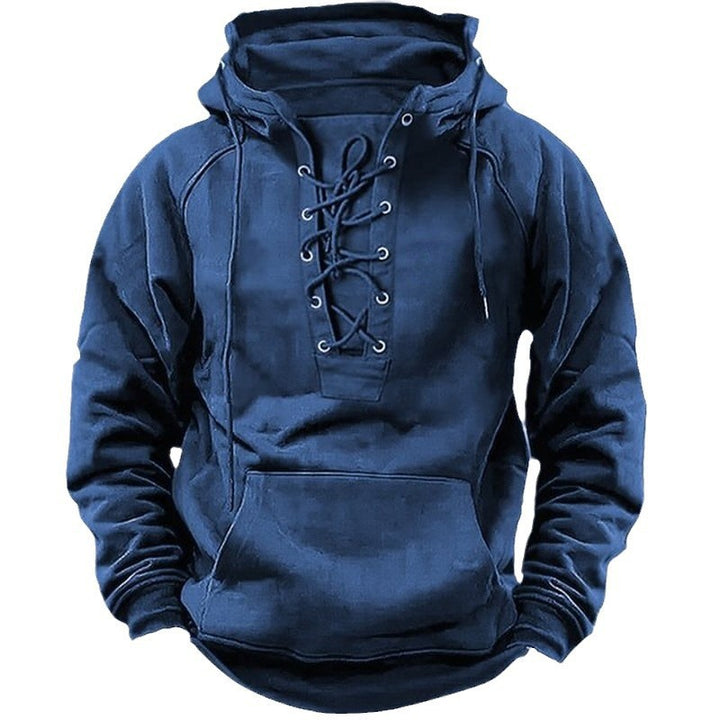 Men's hooded sweatshirt with innovative lacing design Lisslune