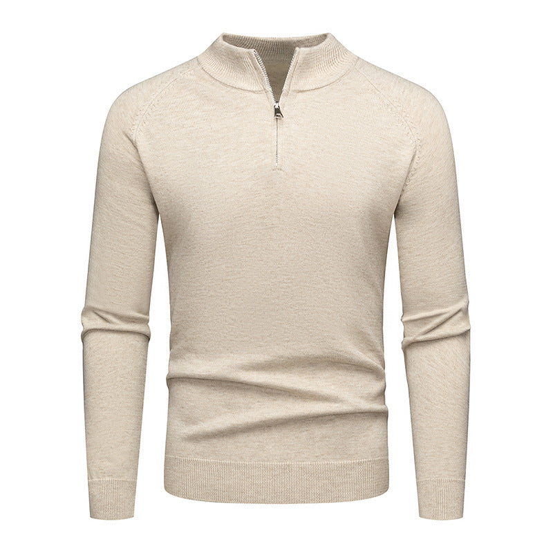 Men's Knit Sweater with Short Zip and Ergonomic Cut Lisslune