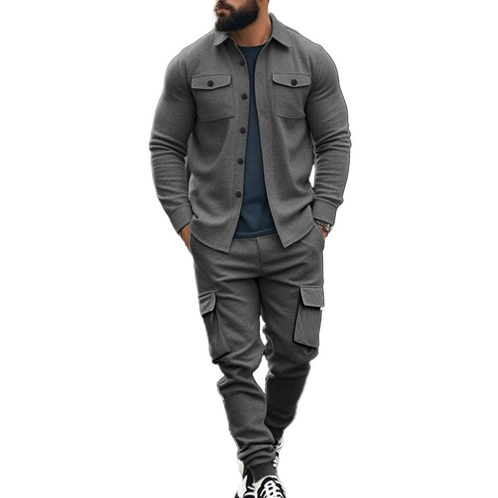 Men's cargo set with casual shirt and elastic pants Lisslune