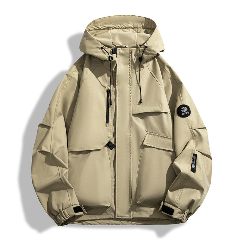 Men's All-Weather Jacket with Practical Pockets and Adjustable Hood Collar Lisslune