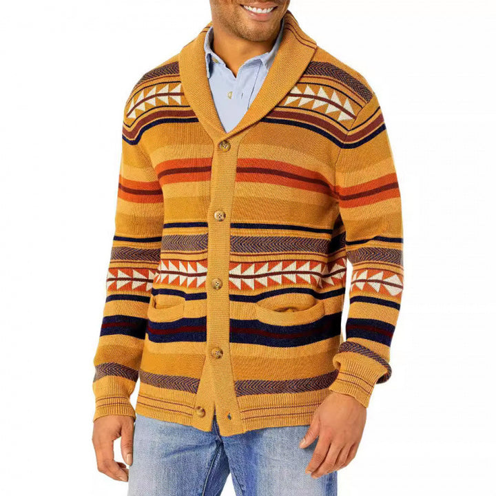 Men's cardigan with geometric pattern and practical pockets Lisslune