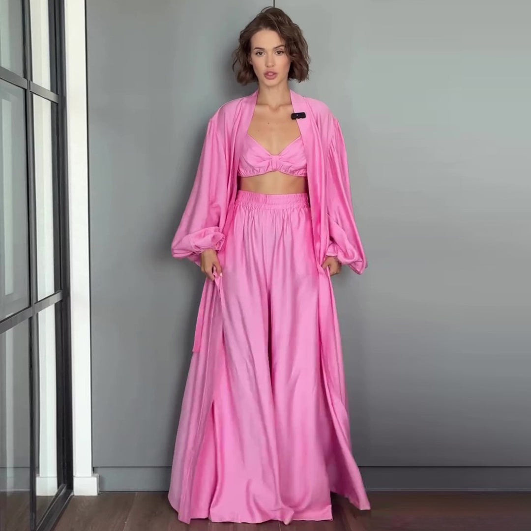 Women's Two-Piece Set made of airy, soft cotton with a loose fit and elastic waistband