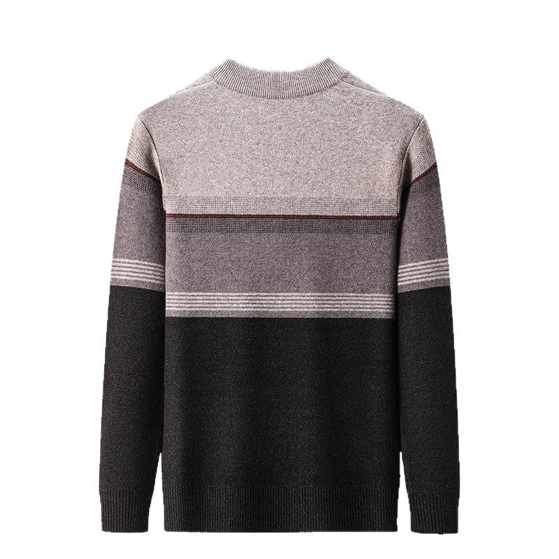 Men's Pullover with Half Zip and Modern Color Stripes Lisslune