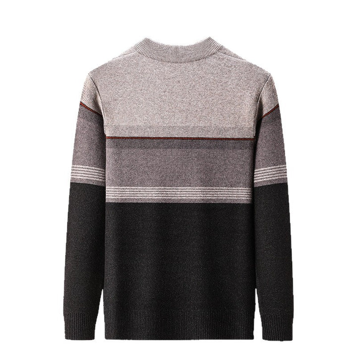 Men's Pullover with Half Zip and Modern Color Stripes Lisslune