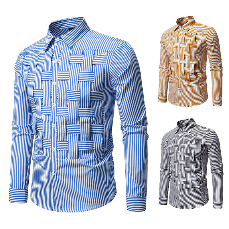 Men's long-sleeve shirt with modern check pattern Lisslune